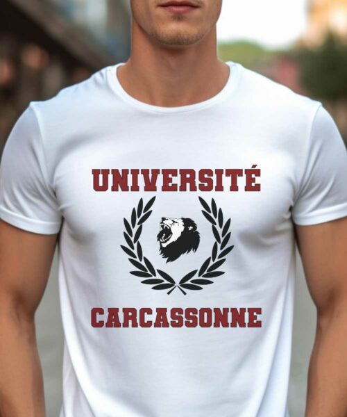 T-Shirt Blanc Université Carcassonne Pour homme-1