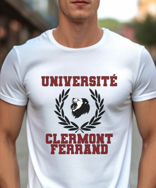 T-Shirt Blanc Université Clermont-Ferrand Pour homme-1