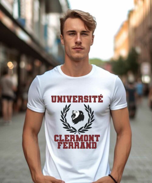 T-Shirt Blanc Université Clermont-Ferrand Pour homme-2