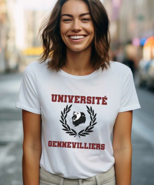 T-Shirt Blanc Université Gennevilliers Pour femme-2