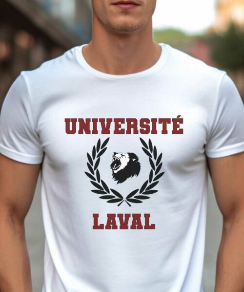 T-Shirt Blanc Université Laval Pour homme-1