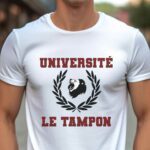 T-Shirt Blanc Université Le Tampon Pour homme-1