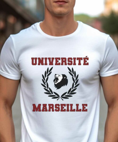 T-Shirt Blanc Université Marseille Pour homme-1