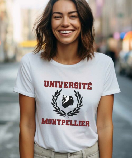T-Shirt Blanc Université Montpellier Pour femme-2
