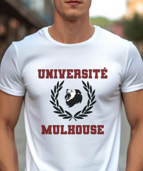 T-Shirt Blanc Université Mulhouse Pour homme-1