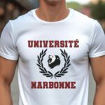 T-Shirt Blanc Université Narbonne Pour homme-1
