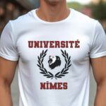 T-Shirt Blanc Université Nîmes Pour homme-1