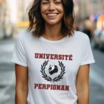 T-Shirt Blanc Université Perpignan Pour femme-2