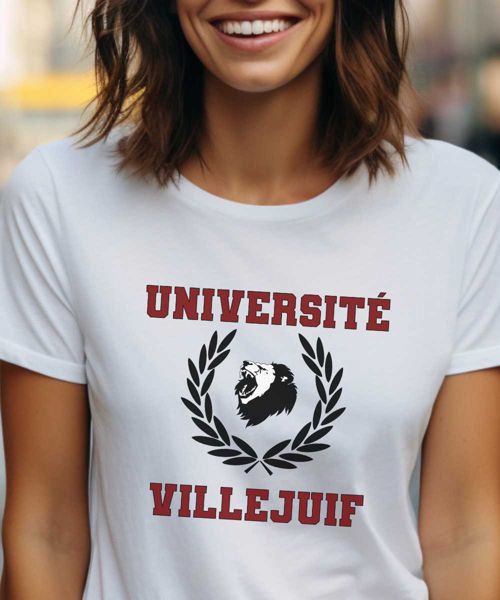 T-Shirt Blanc Université Villejuif Pour femme-1