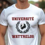 T-Shirt Blanc Université Wattrelos Pour homme-1