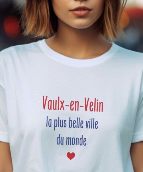 T-Shirt Blanc Vaulx-en-Velin la plus belle ville du monde Pour femme-1