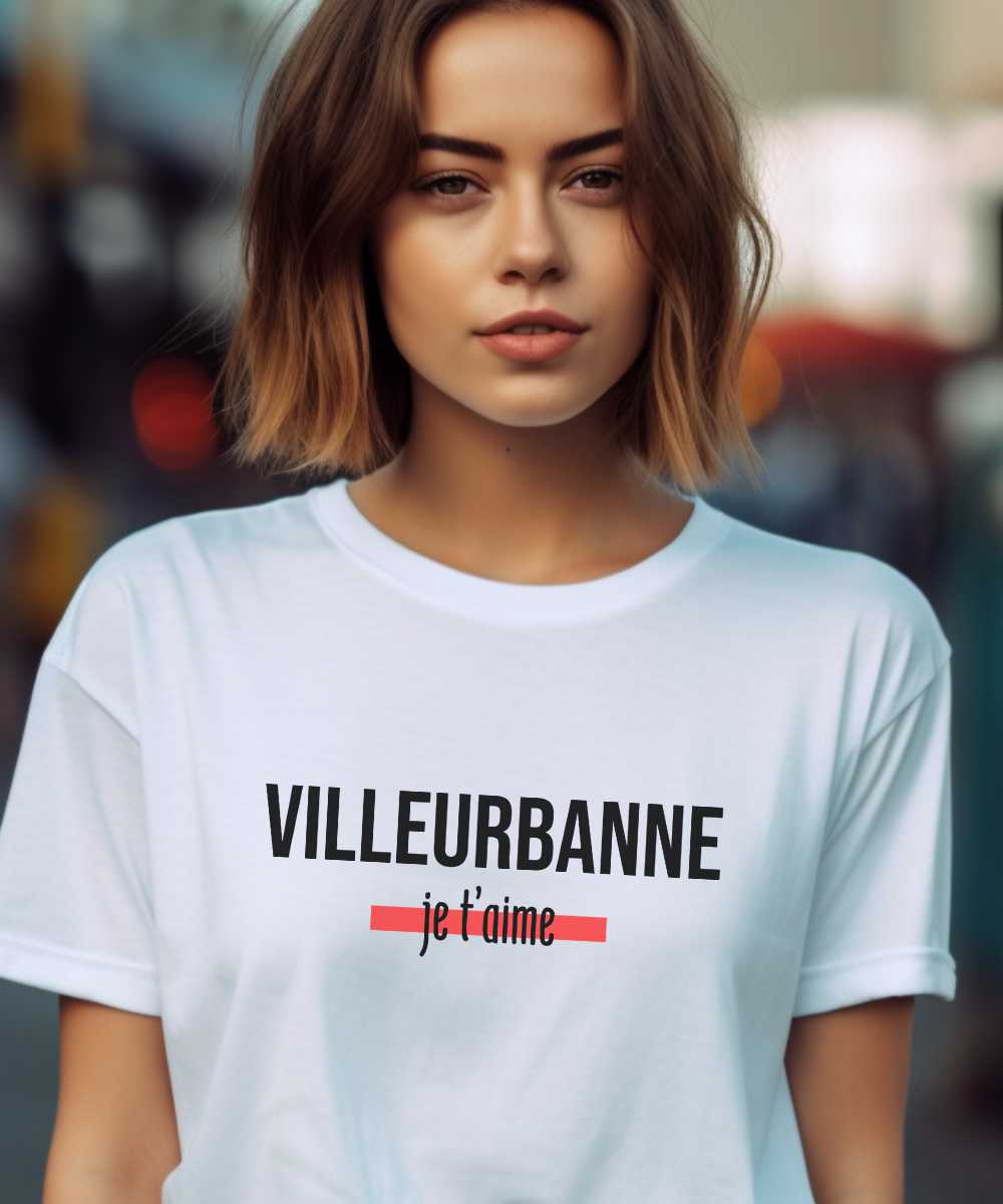 T-Shirt Blanc Villeurbanne je t’aime Pour femme-1