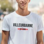 T-Shirt Blanc Villeurbanne je t'aime Pour homme-2