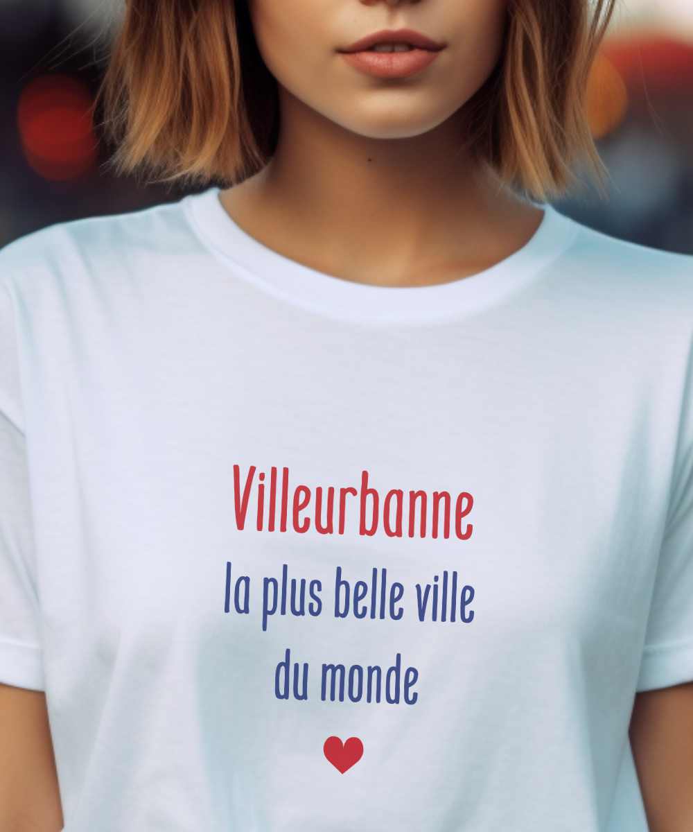T-Shirt Blanc Villeurbanne la plus belle ville du monde Pour femme-1