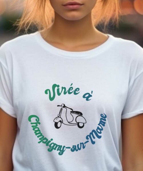 T-Shirt Blanc Virée à Champigny-sur-Marne Pour femme-1