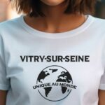 T-Shirt Blanc Vitry-sur-Seine unique au monde Pour femme-1