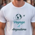 T-Shirt Blanc Voyage à Angoulême Pour homme-1