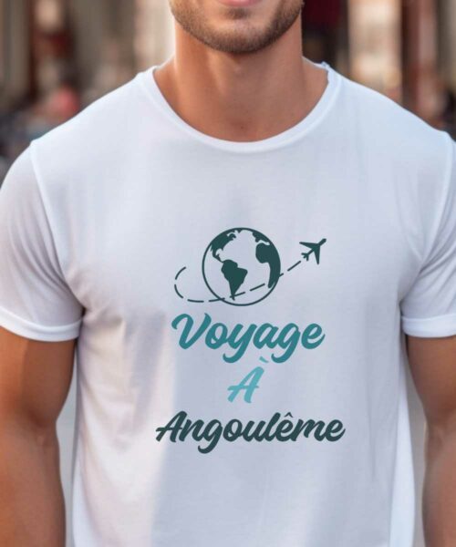 T-Shirt Blanc Voyage à Angoulême Pour homme-1