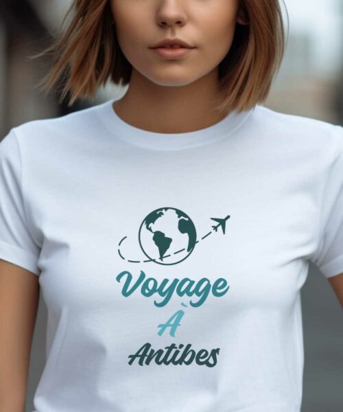 T-Shirt Blanc Voyage à Antibes Pour femme-1