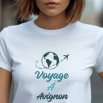 T-Shirt Blanc Voyage à Avignon Pour femme-1