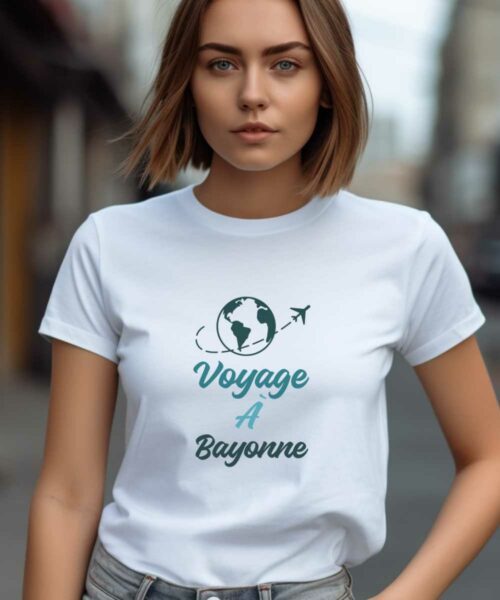 T-Shirt Blanc Voyage à Bayonne Pour femme-2