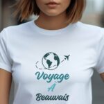 T-Shirt Blanc Voyage à Beauvais Pour femme-1