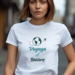 T-Shirt Blanc Voyage à Béziers Pour femme-2
