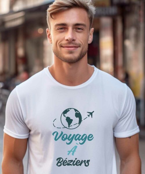 T-Shirt Blanc Voyage à Béziers Pour homme-2