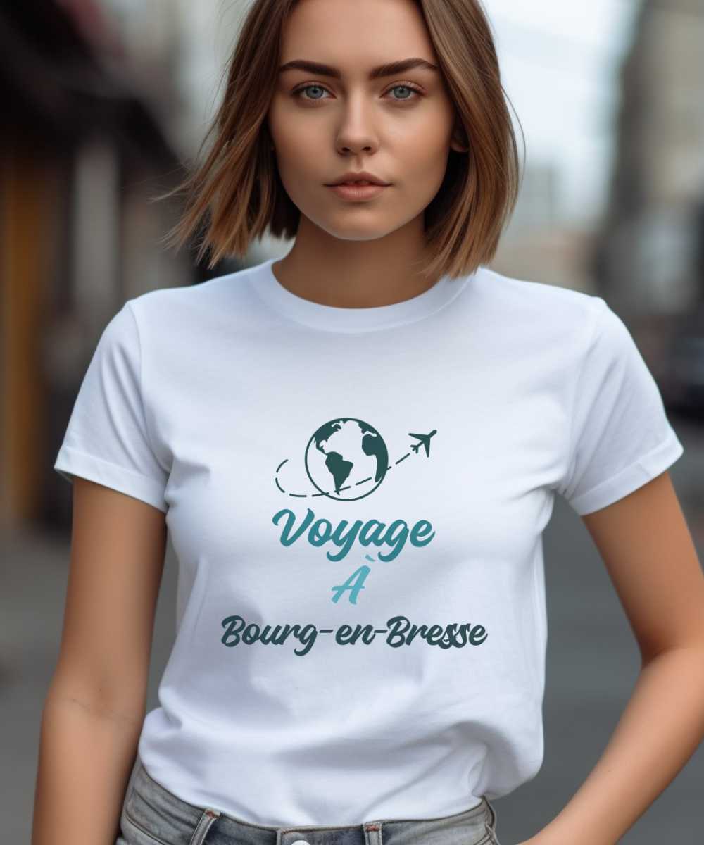 T-Shirt Blanc Voyage à Bourg-en-Bresse Pour femme-2