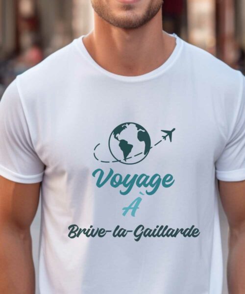 T-Shirt Blanc Voyage à Brive-la-Gaillarde Pour homme-1