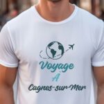 T-Shirt Blanc Voyage à Cagnes-sur-Mer Pour homme-1