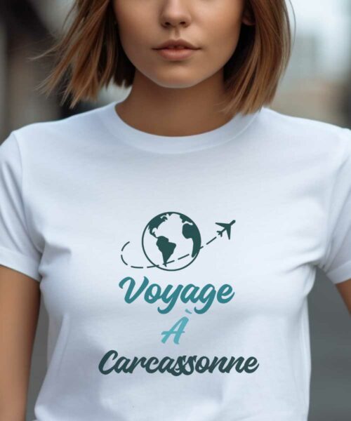 T-Shirt Blanc Voyage à Carcassonne Pour femme-1