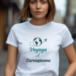 T-Shirt Blanc Voyage à Carcassonne Pour femme-2