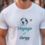 T-Shirt Blanc Voyage à Cergy Pour homme-1