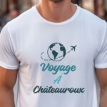 T-Shirt Blanc Voyage à Châteauroux Pour homme-1