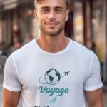 T-Shirt Blanc Voyage à Châteauroux Pour homme-2