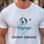 T-Shirt Blanc Voyage à Corbeil-Essonnes Pour homme-1