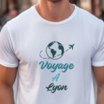 T-Shirt Blanc Voyage à Lyon Pour homme-1