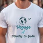 T-Shirt Blanc Voyage à Mantes-la-Jolie Pour homme-1