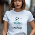 T-Shirt Blanc Voyage à Mulhouse Pour femme-2
