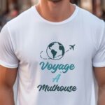 T-Shirt Blanc Voyage à Mulhouse Pour homme-1
