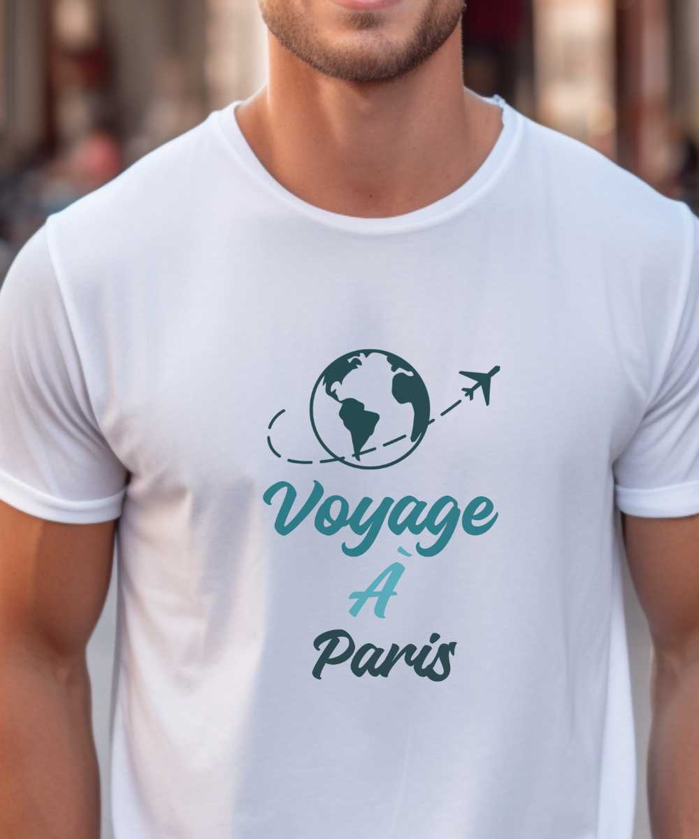 T-Shirt Blanc Voyage à Paris Pour homme-1