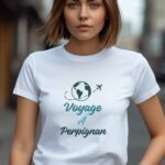 T-Shirt Blanc Voyage à Perpignan Pour femme-2