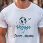 T-Shirt Blanc Voyage à Saint-André Pour homme-1