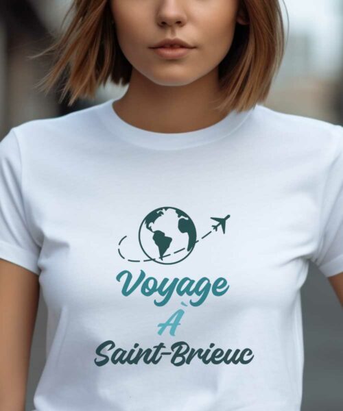 T-Shirt Blanc Voyage à Saint-Brieuc Pour femme-1