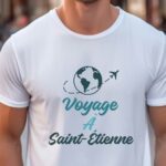 T-Shirt Blanc Voyage à Saint-Étienne Pour homme-1