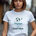 T-Shirt Blanc Voyage à Saint-Malo Pour femme-2