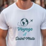 T-Shirt Blanc Voyage à Saint-Malo Pour homme-1
