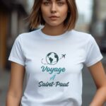 T-Shirt Blanc Voyage à Saint-Paul Pour femme-2