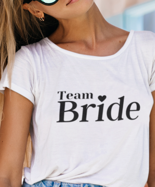 T Shirt Blanc Team Bride Coeur Pour Femme 1